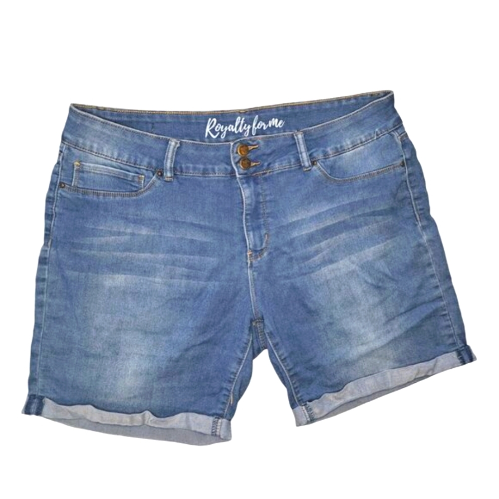 Royalty for Me Stretchy Rolled Cuff Denim Shorts Size 14